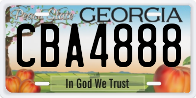 GA license plate CBA4888