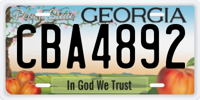GA license plate CBA4892