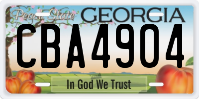 GA license plate CBA4904
