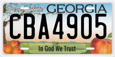 GA license plate CBA4905