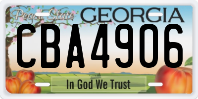 GA license plate CBA4906