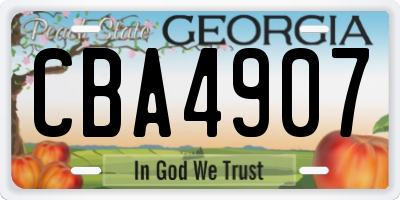 GA license plate CBA4907