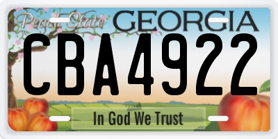 GA license plate CBA4922