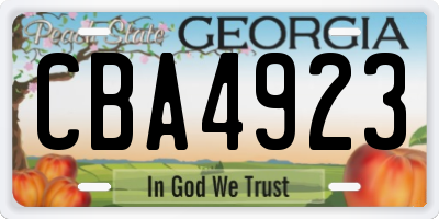 GA license plate CBA4923