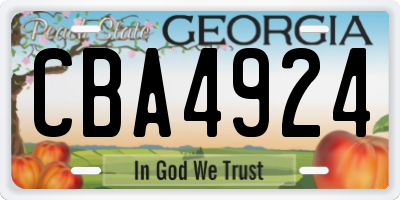 GA license plate CBA4924