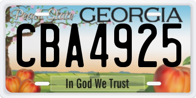 GA license plate CBA4925
