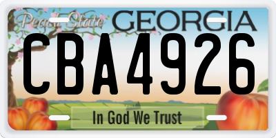 GA license plate CBA4926