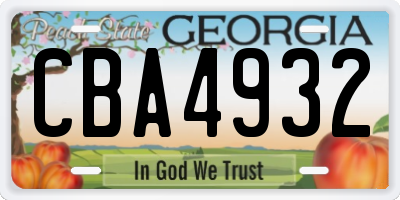 GA license plate CBA4932