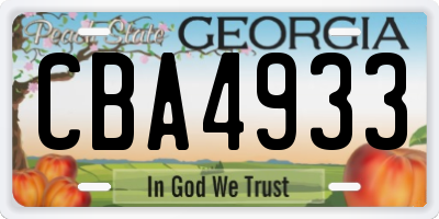 GA license plate CBA4933