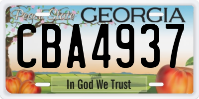 GA license plate CBA4937