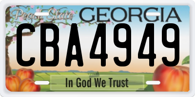 GA license plate CBA4949