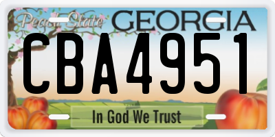 GA license plate CBA4951