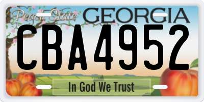 GA license plate CBA4952