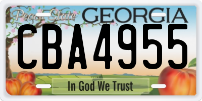 GA license plate CBA4955