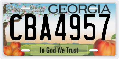 GA license plate CBA4957