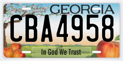 GA license plate CBA4958