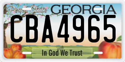 GA license plate CBA4965