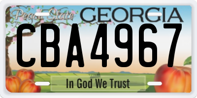 GA license plate CBA4967
