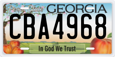 GA license plate CBA4968
