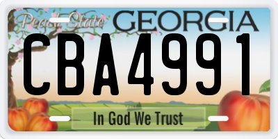 GA license plate CBA4991