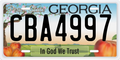 GA license plate CBA4997