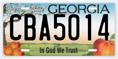 GA license plate CBA5014