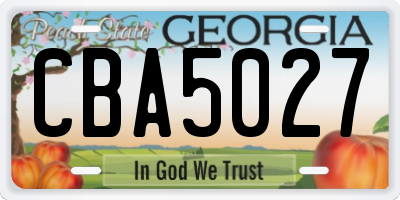 GA license plate CBA5027