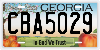 GA license plate CBA5029