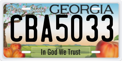 GA license plate CBA5033