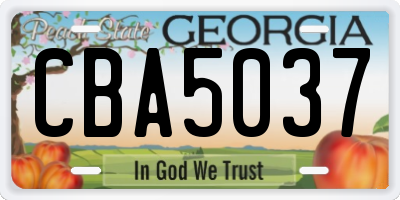 GA license plate CBA5037