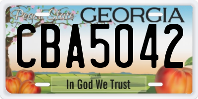 GA license plate CBA5042
