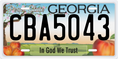 GA license plate CBA5043