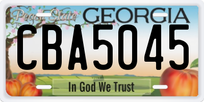 GA license plate CBA5045