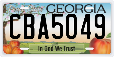 GA license plate CBA5049