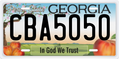 GA license plate CBA5050