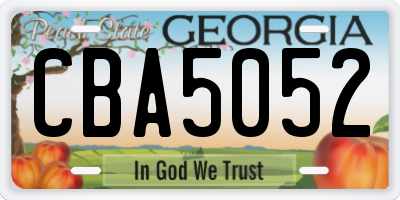 GA license plate CBA5052