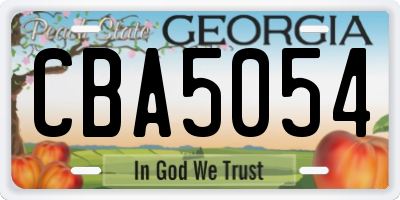 GA license plate CBA5054
