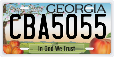 GA license plate CBA5055