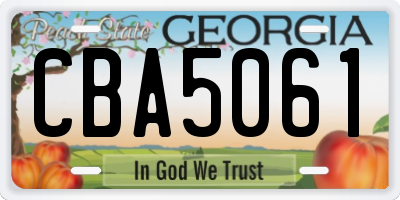 GA license plate CBA5061