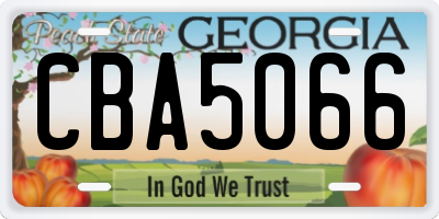 GA license plate CBA5066