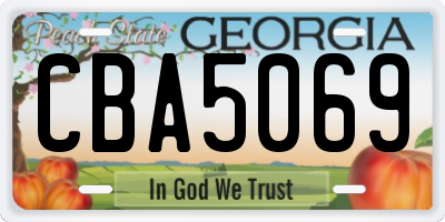 GA license plate CBA5069