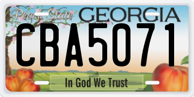 GA license plate CBA5071