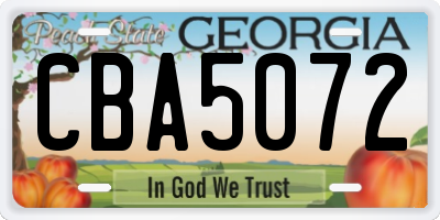 GA license plate CBA5072