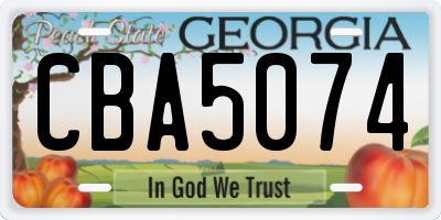 GA license plate CBA5074