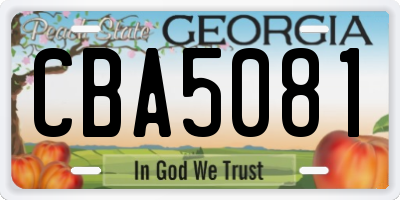 GA license plate CBA5081