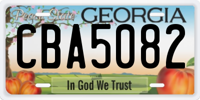 GA license plate CBA5082