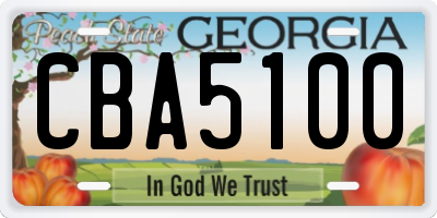 GA license plate CBA5100