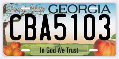 GA license plate CBA5103