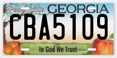GA license plate CBA5109