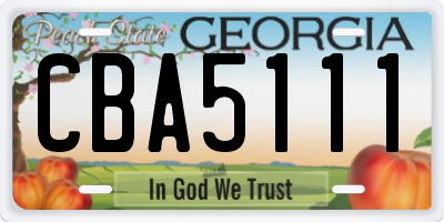 GA license plate CBA5111
